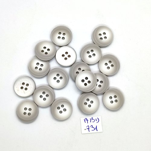 17 boutons en résine gris clair - 15mm - abd731