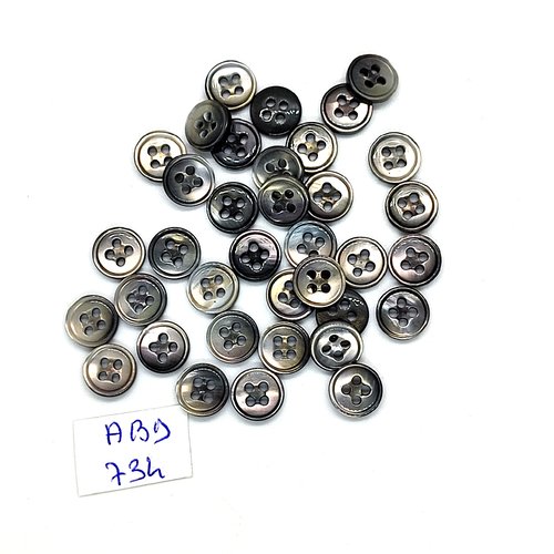 36 boutons en résine gris foncé - 9mm - abd734