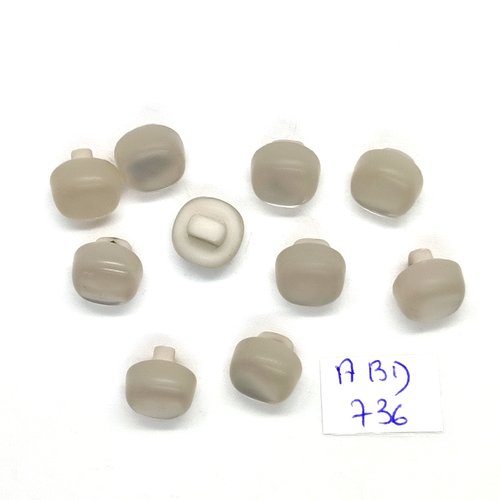 10 boutons en résine gris très clair -11mm - abd736