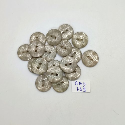 18 boutons en résine gris clair -15mm - abd739