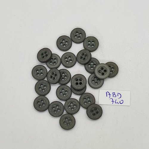 24 boutons en résine gris -10mm - abd740