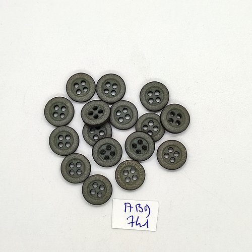 16 boutons en résine gris -11mm - abd741