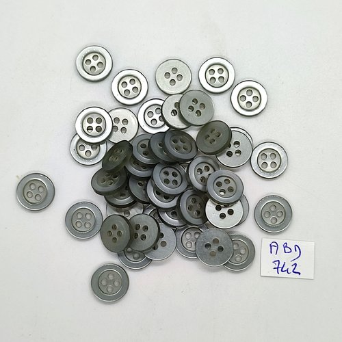 45 boutons en résine gris / vert -11mm - abd742