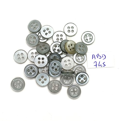 33 boutons en résine gris / vert -10mm - abd745