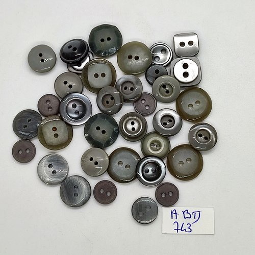 35 boutons en résine gris - abd743
