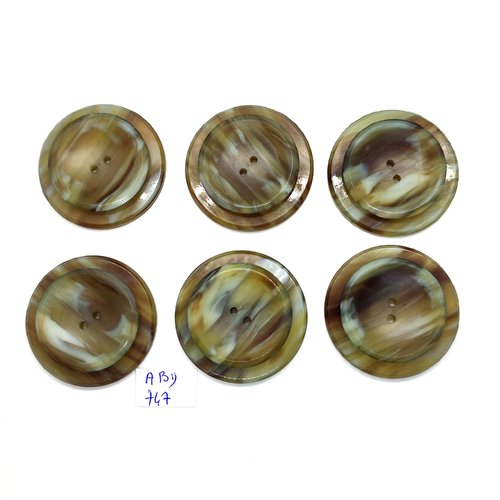 6 boutons en résine vert - vintage - 39mm - abd747