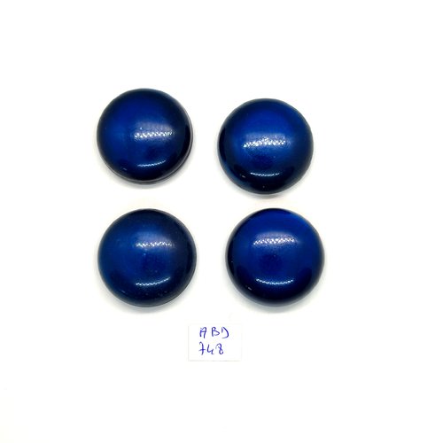 4 boutons en résine bleu - vintage - 33mm - abd748