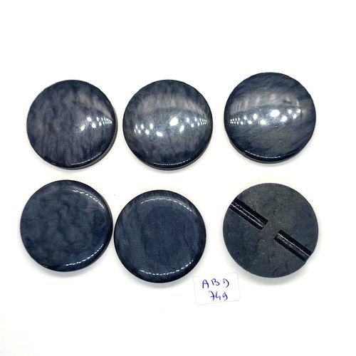 6 boutons en résine gris - vintage - 40mm - abd749