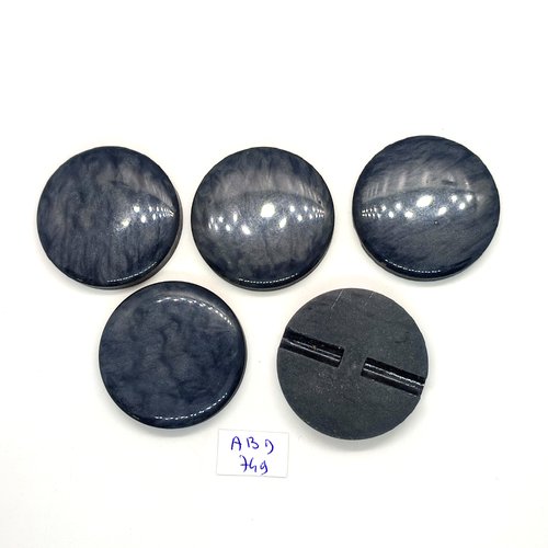 5 boutons en résine gris - vintage - 40mm - abd749
