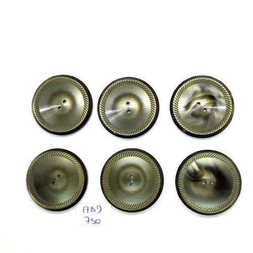 6 boutons en résine vert - vintage - 36mm - abd750