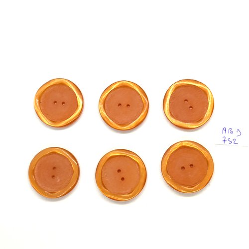 6 boutons en résine orange foncé - vintage - 26mm - abd752
