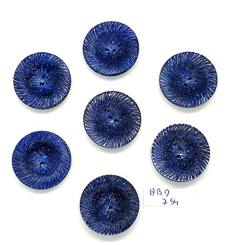 7 boutons en résine bleu foncé - vintage - 26/27mm - abd754
