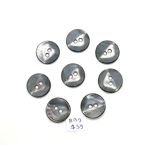 8 boutons en métal gris - 22mm - abd759
