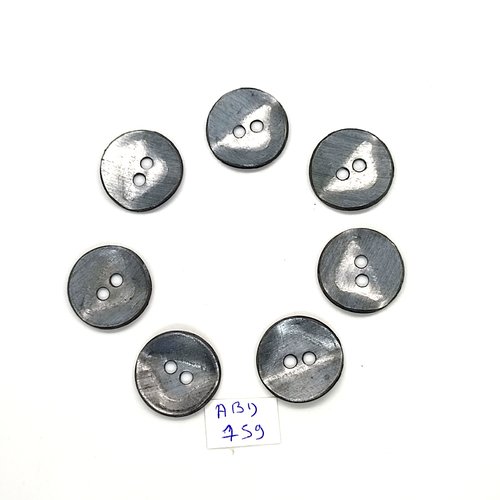 7 boutons en métal gris - 22mm - abd759
