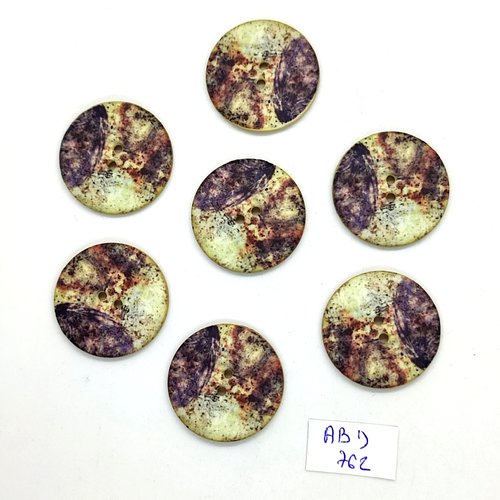 7 boutons en résine multicolore - 26mm - abd762