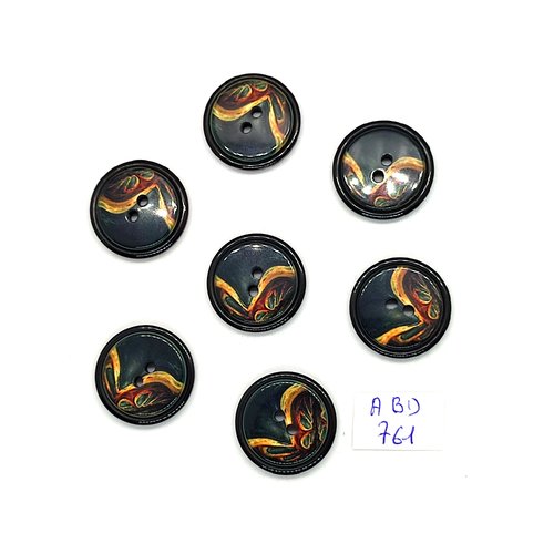 7 boutons en résine multicolore - 20mm - abd761