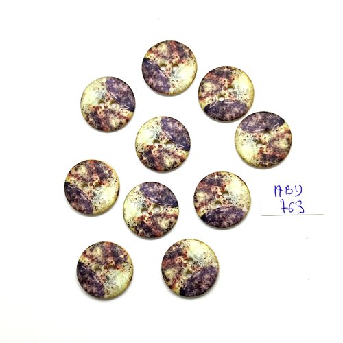 10 boutons en résine multicolore - 18mm - abd763