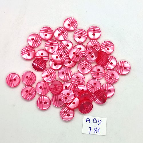 45 boutons en résine rose bonbon - 10mm - abd781