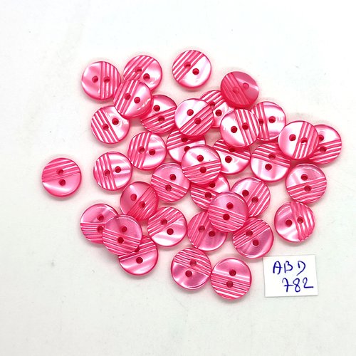 35 boutons en résine rose bonbon - 11mm - abd782