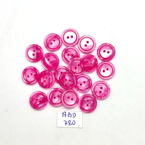 45 boutons en résine rose / fuchsia - 13mm - abd780
