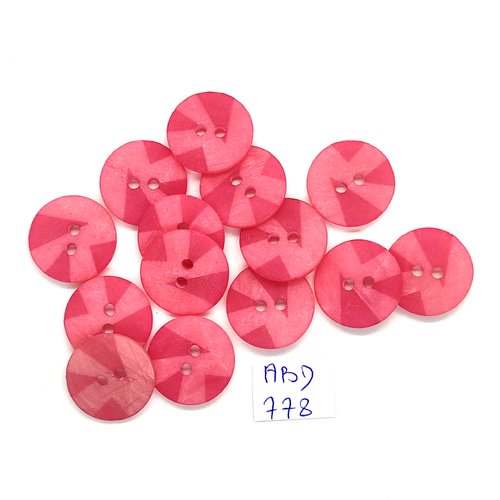 14 boutons en résine rose - 18mm - abd778