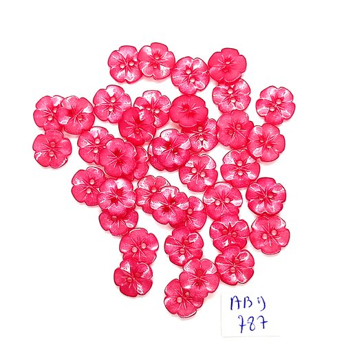 39 boutons en résine rose (fleur) - 15mm - abd787