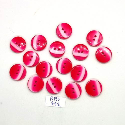 16 boutons en résine rose - 15mm - abd772