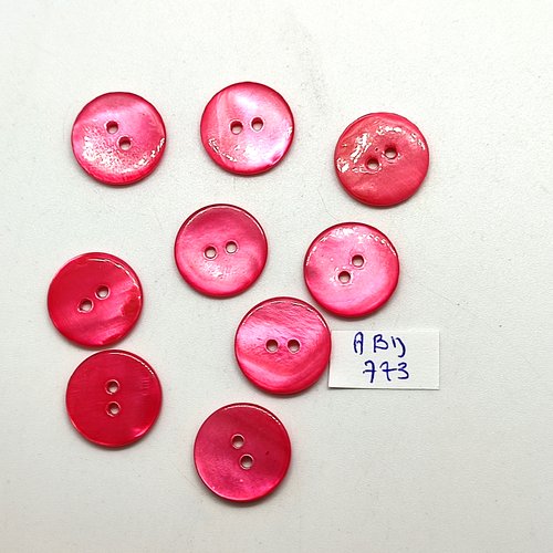 10 boutons en nacre rose foncé - 17mm - abd773