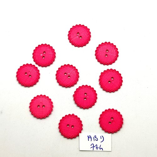 10 boutons en résine rose bonbon - 15mm - abd774
