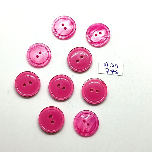 9 boutons en résine rose - 18mm - abd775