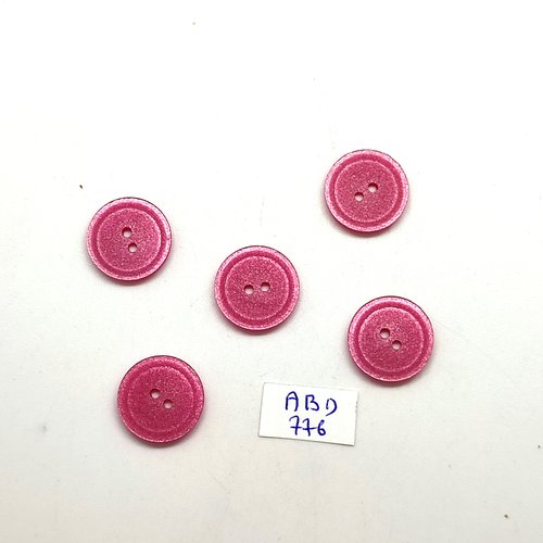 5 boutons en résine rose / fuchsia - 18mm - abd776