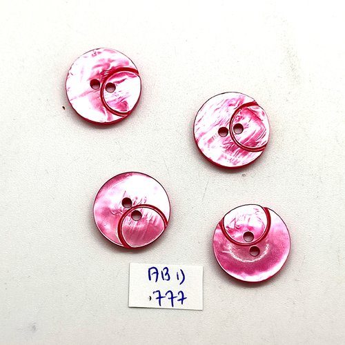 4 boutons en résine rose - 18mm - abd777