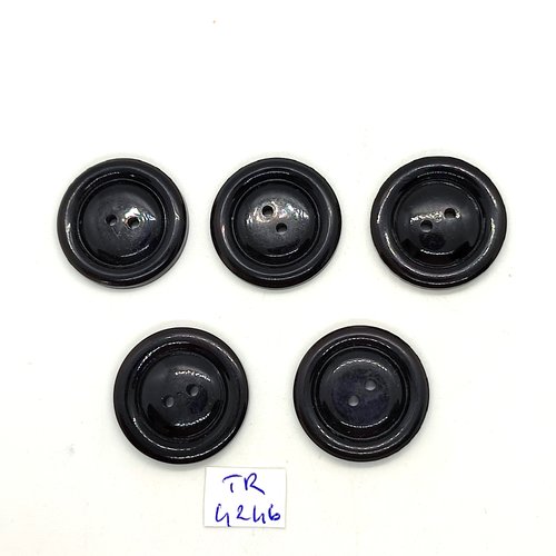 5 boutons en résine noir - 27mm - tr4246