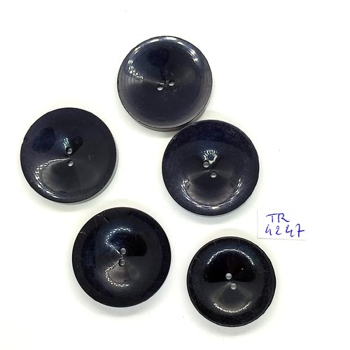 5 boutons en résine noir - 36mm et 32mm - tr4247