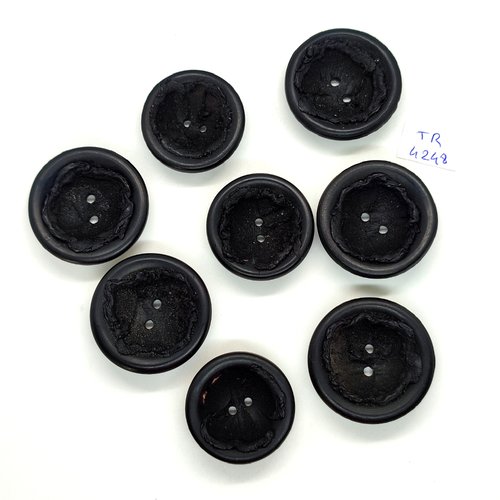 8 boutons en résine noir - 36mm et 32mm - tr4248