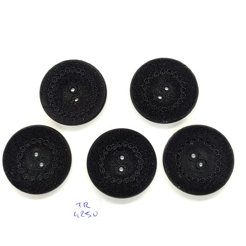 5 boutons en résine noir - 39mm - tr4250