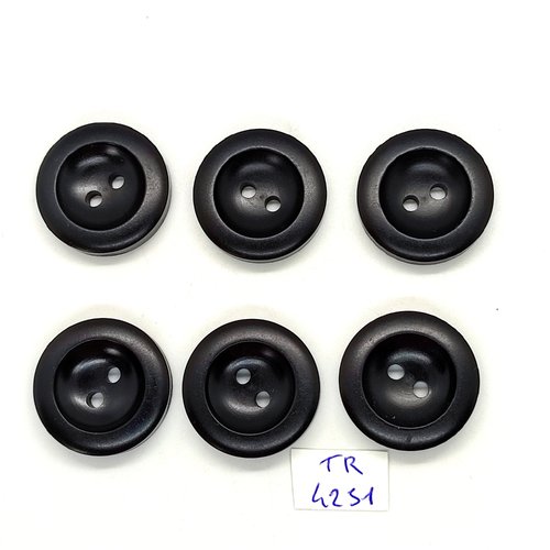 6 boutons en résine noir - 27mm - tr4251