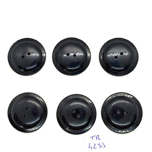 6 boutons en résine noir - 30mm - tr4253