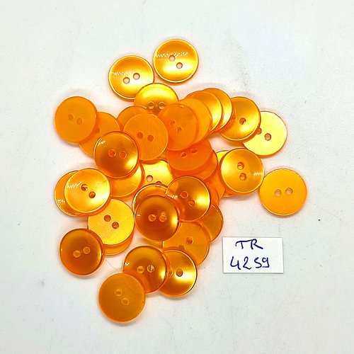 35 boutons en résine orange - 14mm - tr4259