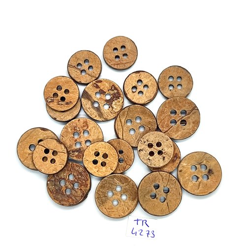 20 boutons en coco marron - 21mm et 18mm - tr4273