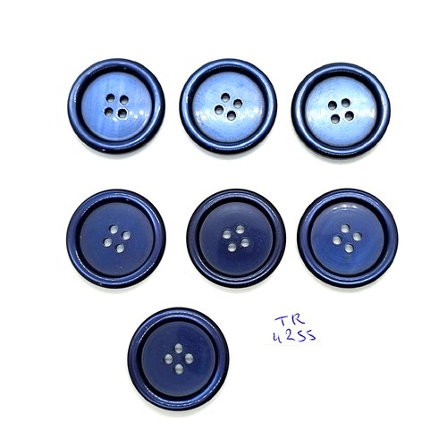 7 boutons en résine bleu - 28mm - tr4255