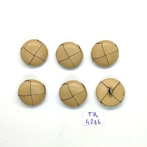 6 boutons en cuir beige - 23mm - tr4286