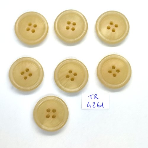 7 boutons en résine beige - 25mm - tr4261