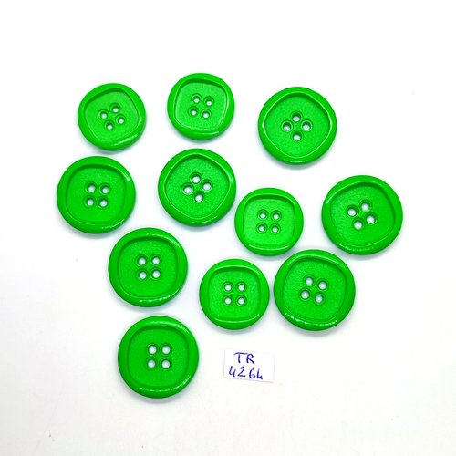 11 boutons en résine vert - 25mm et 22mm - tr4264