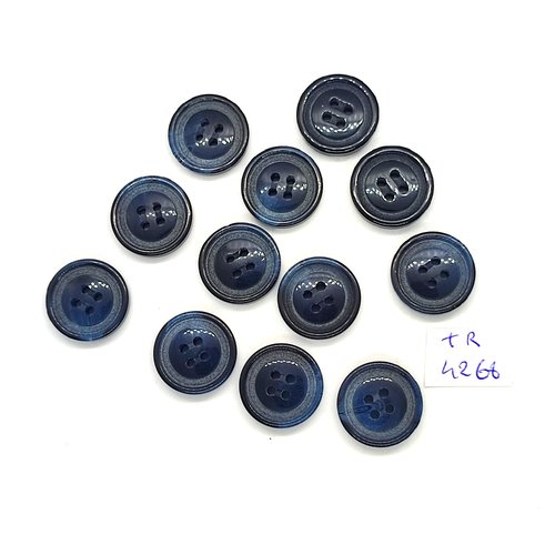 12 boutons en résine gris / bleu - 18mm - tr4268