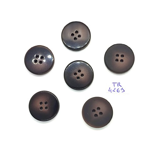 6 boutons en résine marron - 22mm - tr4269