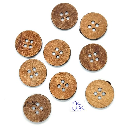 9 boutons en coco marron - 25mm - tr4272