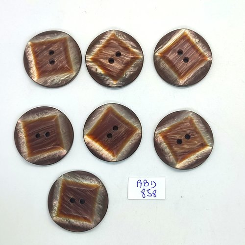 7 boutons en résine marron - 30mm - abd858