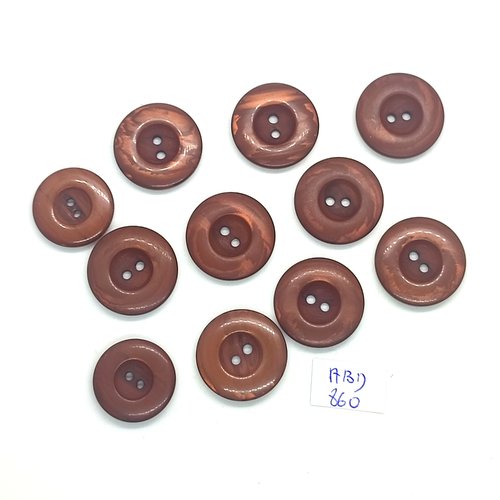 11 boutons en résine marron - 22mm et 20mm - abd860