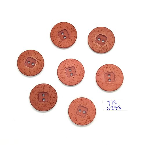 7 boutons en résine marron - 23mm - tr4275